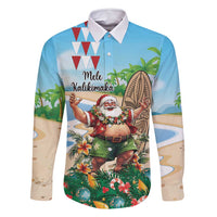 Hawaii Christmas Santa Claus Family Matching Long Sleeve Bodycon Dress and Hawaiian Shirt Mele Kalikimaka Tropical Beach