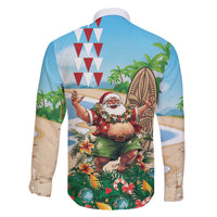 Hawaii Christmas Santa Claus Family Matching Off Shoulder Maxi Dress and Hawaiian Shirt Mele Kalikimaka Tropical Beach