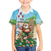 Hawaii Christmas Santa Claus Family Matching Short Sleeve Bodycon Dress and Hawaiian Shirt Mele Kalikimaka Tropical Beach