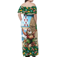 Hawaii Christmas Santa Claus Off Shoulder Maxi Dress Mele Kalikimaka Tropical Beach