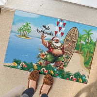 Hawaii Christmas Santa Claus Rubber Doormat Mele Kalikimaka Tropical Beach