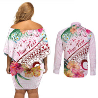 Pasifika Festival Couples Matching Off Shoulder Short Dress and Long Sleeve Button Shirt Tribal Pattern Tropical Style LT01 - Polynesian Pride