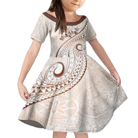 Pasifika Festival Kid Short Sleeve Dress Vintage Tribal Pattern LT01 KID Brown - Polynesian Pride