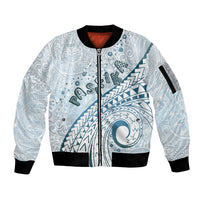 Pasifika Festival Sleeve Zip Bomber Jacket Tribal Pattern Blue Version LT01 Unisex Blue - Polynesian Pride