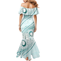 Pasifika Festival Family Matching Mermaid Dress and Hawaiian Shirt Tribal Pattern Teal Version LT01 - Polynesian Pride