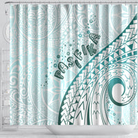 Pasifika Festival Shower Curtain Tribal Pattern Teal Version