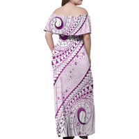 Pasifika Festival Family Matching Off Shoulder Maxi Dress and Hawaiian Shirt Tribal Pattern Lilac Version LT01 - Polynesian Pride
