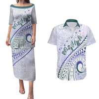 Pasifika Festival Couples Matching Puletasi and Hawaiian Shirt Tribal Pattern Violet Version LT01 Purple - Polynesian Pride