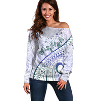 Pasifika Festival Off Shoulder Sweater Tribal Pattern Violet Version LT01 Women Purple - Polynesian Pride