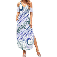 Pasifika Festival Summer Maxi Dress Tribal Pattern Violet Version LT01 Women Purple - Polynesian Pride