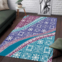 Hawaiian Quilt Pattern Area Rug Purple Blue Color Mixed - Polynesian Pride