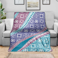 Hawaiian Quilt Pattern Blanket Purple Blue Color Mixed - Polynesian Pride