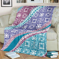 Hawaiian Quilt Pattern Blanket Purple Blue Color Mixed - Polynesian Pride