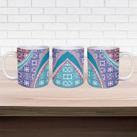 Hawaiian Quilt Pattern Ceramic Mug Purple Blue Color Mixed - Polynesian Pride