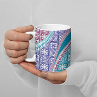 Hawaiian Quilt Pattern Ceramic Mug Purple Blue Color Mixed - Polynesian Pride