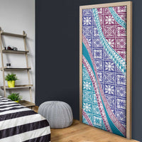 Hawaiian Quilt Pattern Door Cover Purple Blue Color Mixed - Polynesian Pride