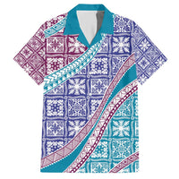 Hawaiian Quilt Pattern Hawaiian Shirt Purple Blue Color Mixed - Polynesian Pride
