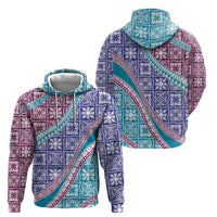 Hawaiian Quilt Pattern Hoodie Purple Blue Color Mixed - Polynesian Pride