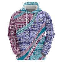 Hawaiian Quilt Pattern Hoodie Purple Blue Color Mixed - Polynesian Pride