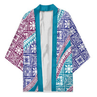Hawaiian Quilt Pattern Kimono Purple Blue Color Mixed - Polynesian Pride