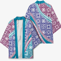 Hawaiian Quilt Pattern Kimono Purple Blue Color Mixed - Polynesian Pride