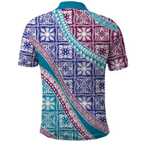 Hawaiian Quilt Pattern Polo Shirt Purple Blue Color Mixed - Polynesian Pride