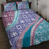 Hawaiian Quilt Pattern Quilt Bed Set Purple Blue Color Mixed - Polynesian Pride
