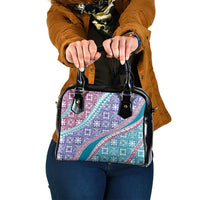 Hawaiian Quilt Pattern Shoulder Handbag Purple Blue Color Mixed - Polynesian Pride