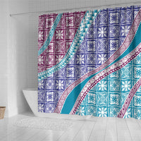 Hawaiian Quilt Pattern Shower Curtain Purple Blue Color Mixed - Polynesian Pride