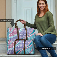 Hawaiian Quilt Pattern Travel Bag Purple Blue Color Mixed - Polynesian Pride