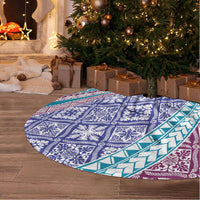 Hawaiian Quilt Pattern Tree Skirt Purple Blue Color Mixed - Polynesian Pride