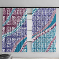 Hawaiian Quilt Pattern Window Curtain Purple Blue Color Mixed - Polynesian Pride