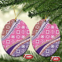 Hawaiian Quilt Pattern Ceramic Ornament Sweet Color Mixed - Polynesian Pride