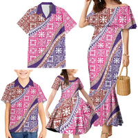 Hawaiian Quilt Pattern Family Matching Mermaid Dress and Hawaiian Shirt Sweet Color Mixed - Polynesian Pride