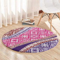Hawaiian Quilt Pattern Round Carpet Sweet Color Mixed - Polynesian Pride