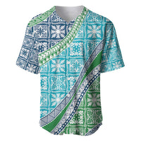 Hawaiian Quilt Pattern Baseball Jersey Fresh Color Mixed LT01 Green - Polynesian Pride