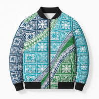 Hawaiian Quilt Pattern Bomber Puffer Jacket Fresh Color Mixed - Polynesian Pride