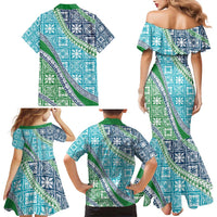 Hawaiian Quilt Pattern Family Matching Mermaid Dress and Hawaiian Shirt Fresh Color Mixed - Polynesian Pride