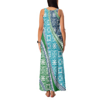 Hawaiian Quilt Pattern Family Matching Tank Maxi Dress and Hawaiian Shirt Fresh Color Mixed - Polynesian Pride