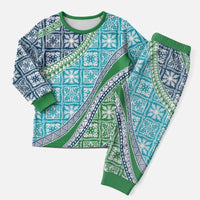 Hawaiian Quilt Pattern Christmas Pajama Set Fresh Color Mixed - Polynesian Pride