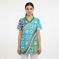 Hawaiian Quilt Pattern Scrub Top Fresh Color Mixed - Polynesian Pride