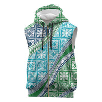 Hawaiian Quilt Pattern Sleeveless Zip Hoodie Fresh Color Mixed - Polynesian Pride
