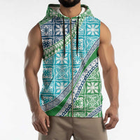 Hawaiian Quilt Pattern Sleeveless Zip Hoodie Fresh Color Mixed - Polynesian Pride