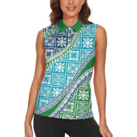 Hawaiian Quilt Pattern Women Sleeveless Polo Shirt Fresh Color Mixed - Polynesian Pride