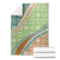 Hawaiian Quilt Pattern Blanket Green Chestnut Color Mixed - Polynesian Pride