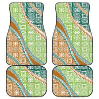 Hawaiian Quilt Pattern Car Mats Green Chestnut Color Mixed - Polynesian Pride