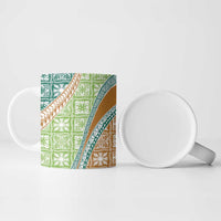 Hawaiian Quilt Pattern Ceramic Mug Green Chestnut Color Mixed - Polynesian Pride