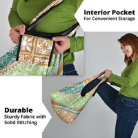 Hawaiian Quilt Pattern Grocery Bag Green Chestnut Color Mixed - Polynesian Pride