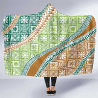 Hawaiian Quilt Pattern Hooded Blanket Green Chestnut Color Mixed - Polynesian Pride