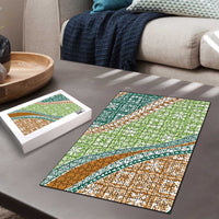 Hawaiian Quilt Pattern Puzzle Green Chestnut Color Mixed - Polynesian Pride